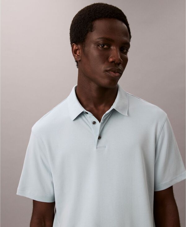 カルバンクライン メンズ トップス シャツ ポロシャツ コットン Calvin Klein Men's Short Sleeve Supima Cotton Polo Shirt Winter Sky