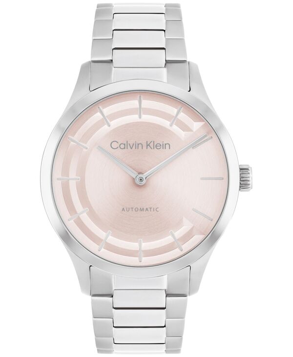 カルバンクライン レディース アクセサリー 腕時計 Tシャツ Calvin Klein Women's Iconic Automatic Silver Tone Stainless Steel Bracelet Watch 36mm Silver シルバー 30,420円