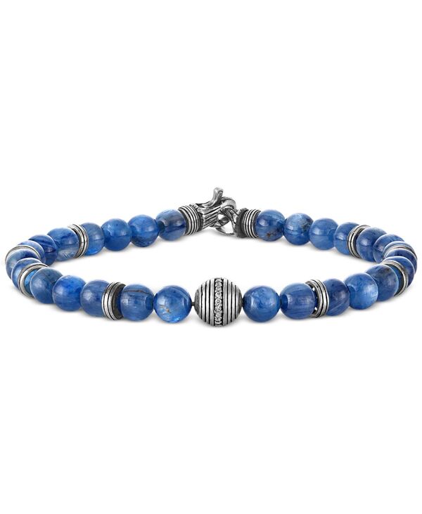エスクァイア レディース アクセサリー ブレスレット・バングル・アンクレット Esquire Men's Jewelry Kyanite & Diamond (1/10 ct. t.w.) Bead Bracelet in Sterling Kyanite シルバー