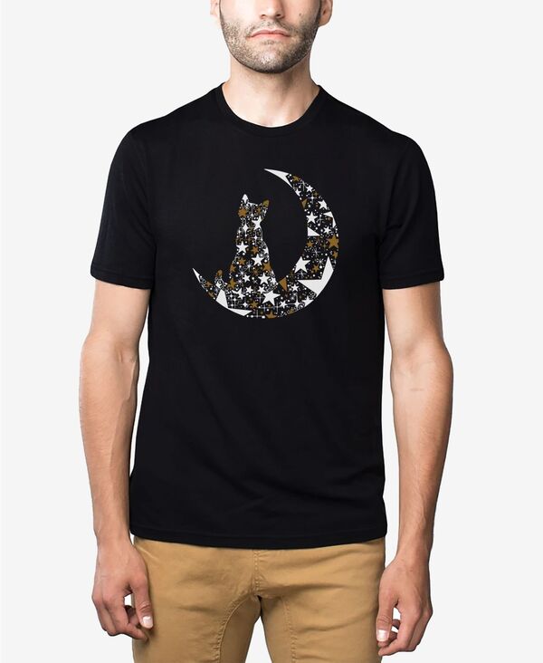 エルエーポップアート メンズ トップス Tシャツ LA Pop Art Men's Cat Sitting On Moon Premium Blend Word Art T-Shirt Black ブラック|ReVida 店