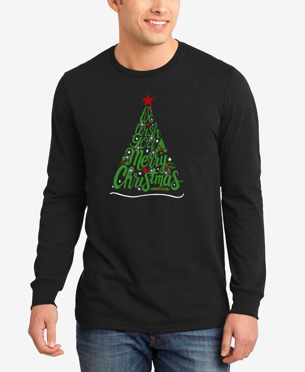 エルエーポップアート メンズ トップス Tシャツ LA Pop Art Men's We Wish You A Merry Christmas Word Art Long Sleeve T-Shirt Black ブラック