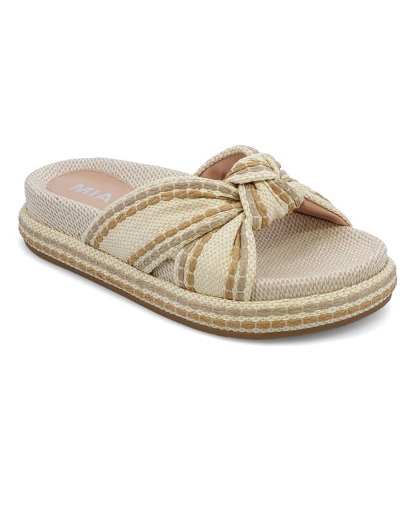 ミア レディース シューズ サンダル MIA Women's Giade Raffia Slip-On Sandals Natural