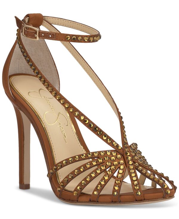 ジェシカシンプソン レディース シューズ パンプス Jessica Simpson Women's Jittale Strappy Two-Piece Pumps Golden Copper Satin