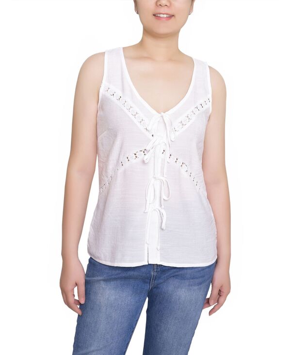 ニューヨークコレクション レディース トップス シャツ Vネック プチ ノースリーブ ブラウス NY Collection Petite Sleeveless V Neck Blouse White ホワイト|ReVida 店