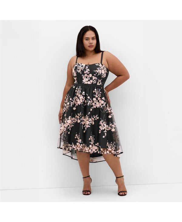 シティーシック レディース トップス ワンピース チュール プラスサイズ ストラップレス CITY CHIC Plus Size Ambrosia Strapless Tulle Dress Black ブラック