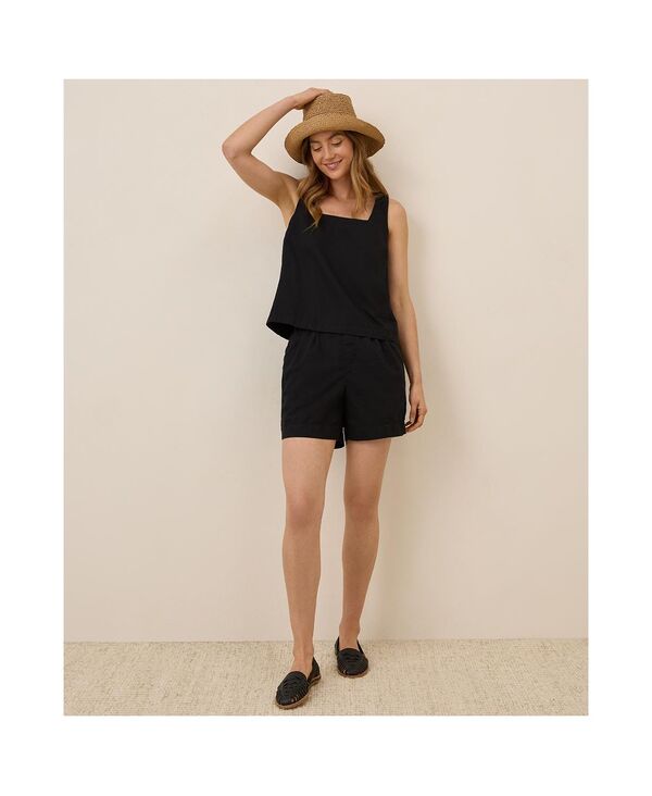 パクト レディース トップス シャツ コットン リネン Pact Women's Organic Cotton Canopy Linen Blend Square Neck Tank Black ブラック｜ReVida 店