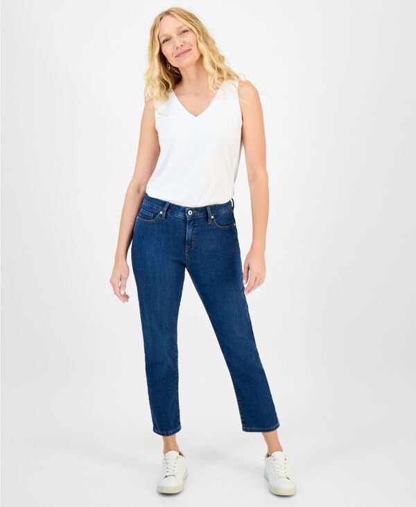 スタイルアンドコー レディース ボトムス デニムパンツ ストレート アンクル ジーンズ Style \u0026 Co Women Mid-Rise Straight Leg Ankle Jeans Moddy Blue ブルー
