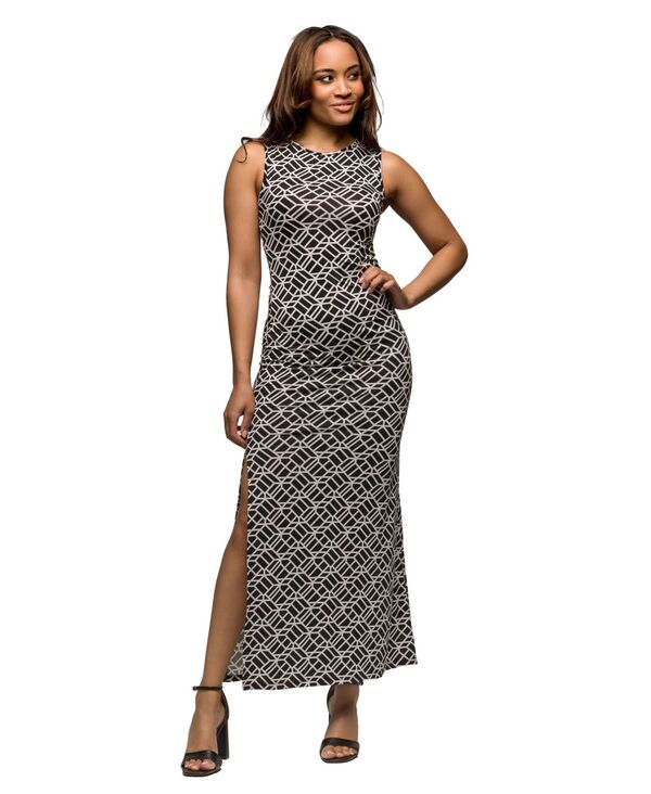 24 セブンコンフォート レディース トップス ワンピース サイドスリット マキシワンピース ノースリーブ マキシ 24seven Comfort Apparel Women's Sleeveless Side Slit Maxi Dress Black Multi ブラック