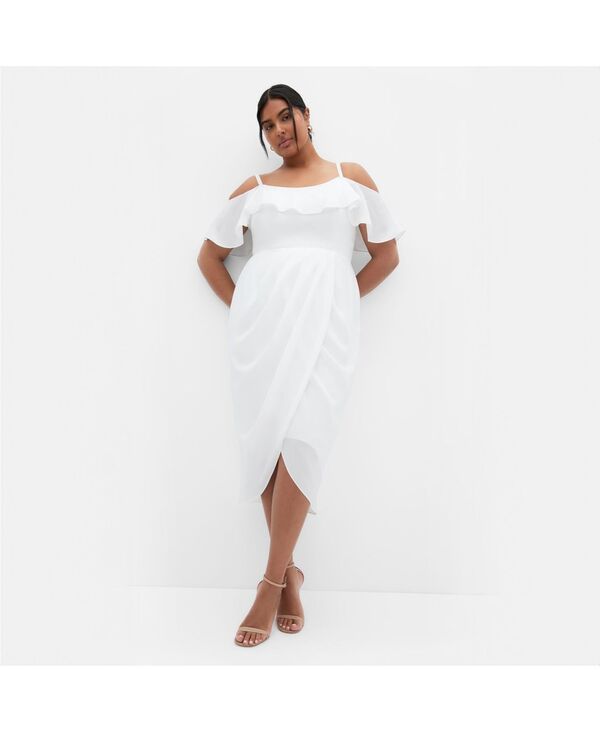 シティーシック レディース トップス ワンピース ミディワンピース ドレープ プラスサイズ ミディ CITY CHIC Plus Size Flirtation Drape Midi Dress Ivory アイボリー 34,320円