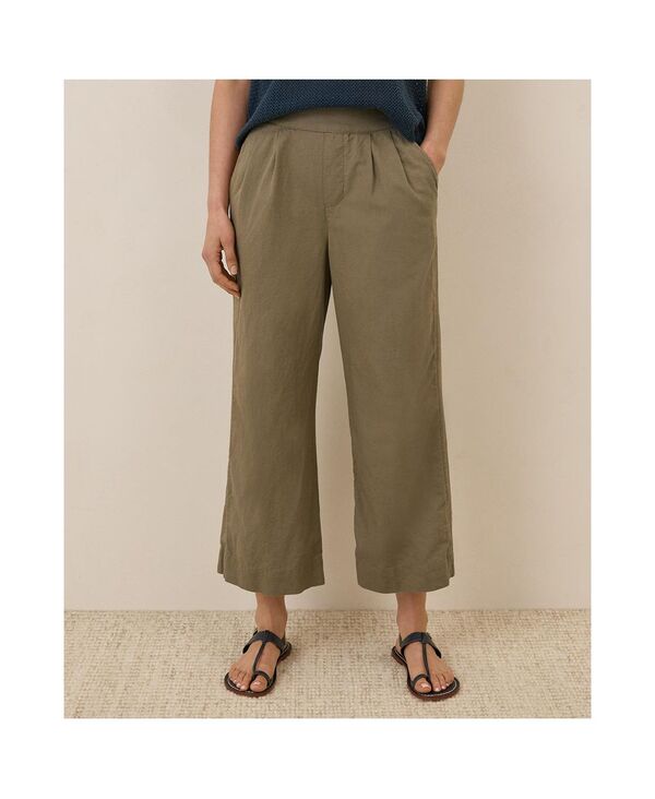 パクト レディース ボトムス カジュアルパンツ プリーツ コットン リネン Pact Women's Organic Cotton Canopy Linen Blend Pleated Trouser Khaki green グリーン｜ReVida 店 22,896円