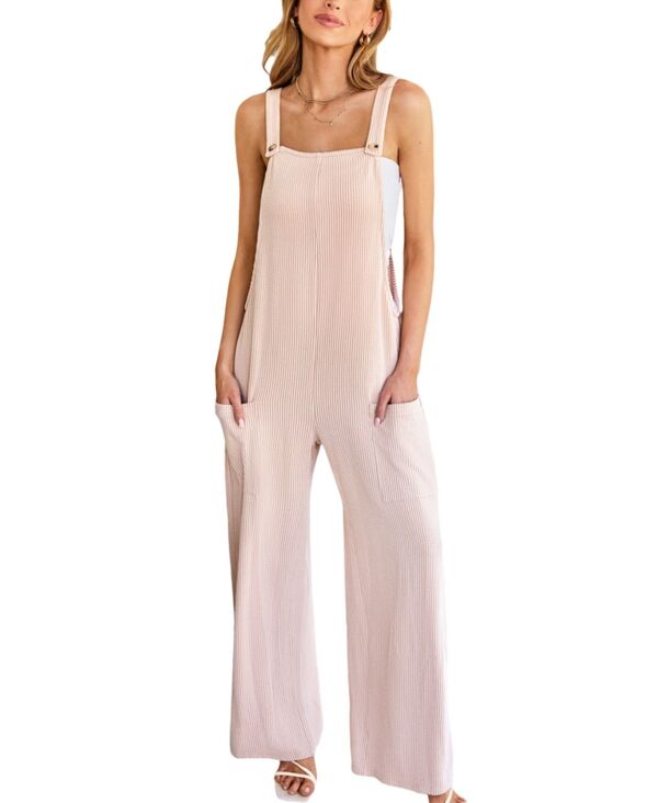 カップシー レディース ボトムス 心地好いズボン下 大層らしい櫂 編み物 Cupshe Women\u0027s Wide-Leg Knit Overalls Light beige ベージュ パンツ-ボトムス-レディースファッション