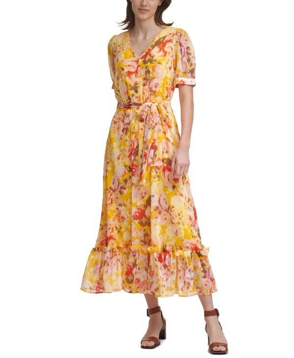 希少 楽天市場 カルバンクライン レディース ワンピース トップス Petite Floral Print Maxi Dress Golden Multi Revida 楽天市場店 楽天ランキング1位 Www Fibidofx Com