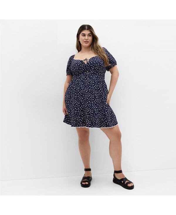 シティーシック レディース トップス ワンピース プラスサイズ CITY CHIC Plus Size Sky Kiss Dress Navy daisy ネイビー