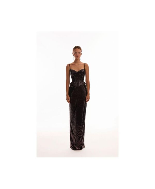 ミルカ レディース トップス シャツ スパンコール Milla Women's Sensational spaghetti straps sequined corset Black ブラック｜ReVida 店