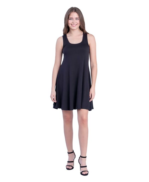 24 セブンコンフォート レディース トップス ワンピース A ライン プチ ノースリーブ 24seven Comfort Apparel Petite Sleeveless A-Line Fit and Flare Skater Dress Black ブラック