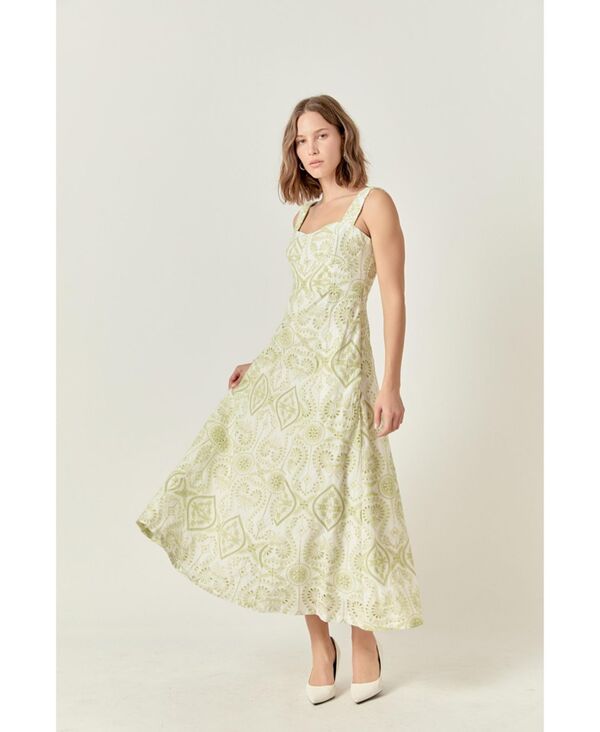 エンドレスローズ レディース トップス ワンピース マキシワンピース マキシ endless rose Women's Eyelet Maxi Dress Pistachio