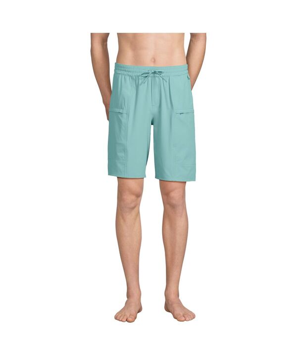 ランズエンド メンズ 水着 ハーフパンツ・ショーツ ショートパンツ Lands' End Men's 9 Inch Packable Cargo Swim Shorts Pale teal ティール