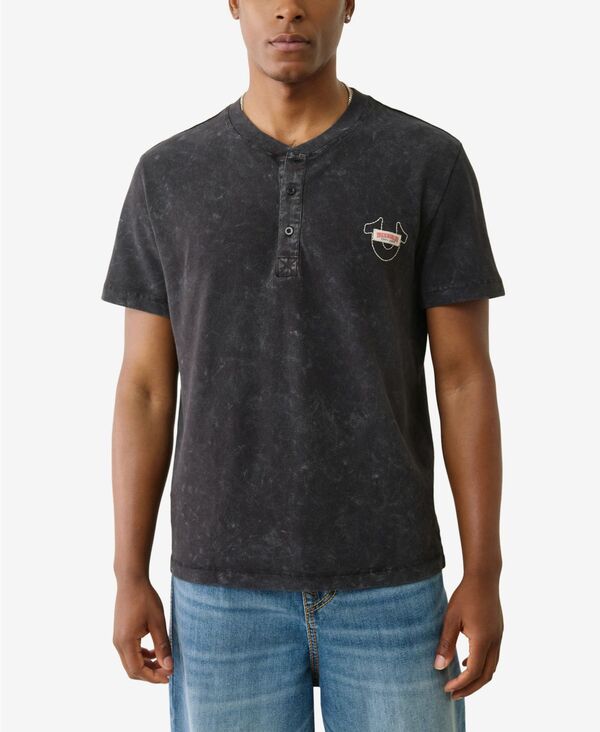 トゥルーレリジョン メンズ トップス Tシャツ True Religion Men's Short Sleeve Pique Mineral Patch T-Shirt Jet black ブラック
