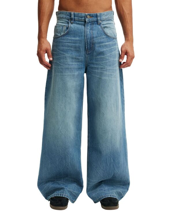 コットンオン メンズ ボトムス デニムパンツ ジーンズ COTTON ON Men's Super Baggy Balloon Jeans Rattle blue ブルー｜ReVida 店