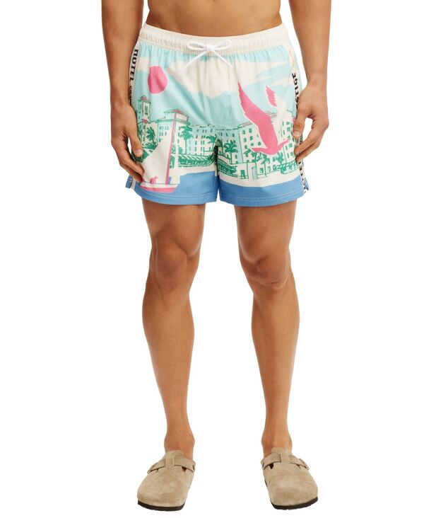 コットンオン メンズ 水着 ハーフパンツ・ショーツ ショートパンツ COTTON ON Men's Stretch Swim Shorts Blue border print ブルー｜ReVida 店