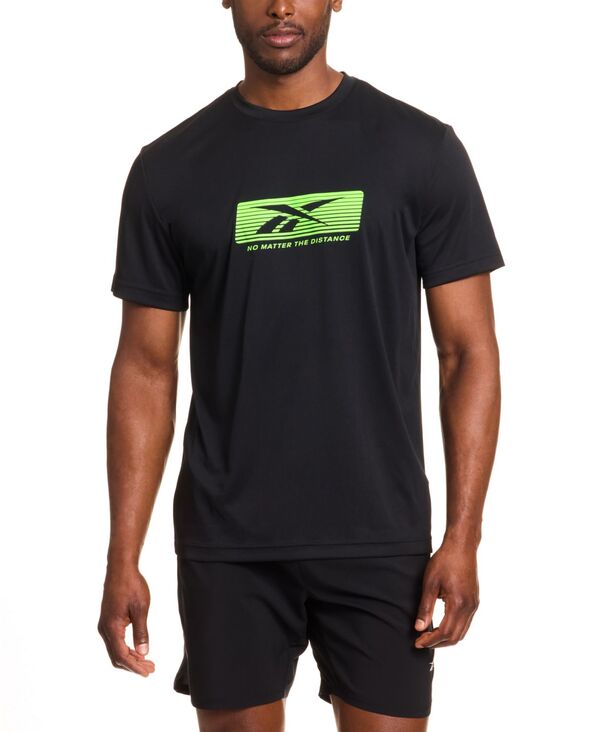 リーボック メンズ トップス Tシャツ クルーネック シャツ グラフィック Reebok Distance Short Sleeve Crewneck Graphic Running T-Shirt Black/ Lime ブラック 5,746円