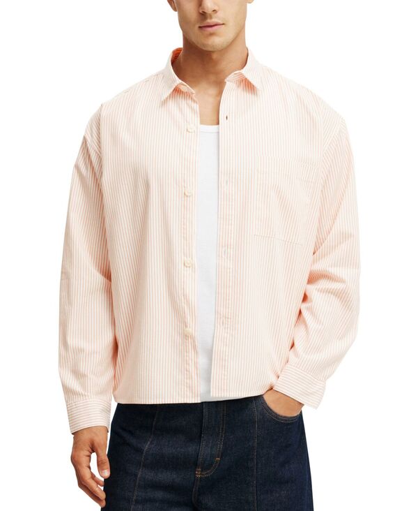 コットンオン メンズ トップス シャツ COTTON ON Men's Hampton Long Sleeve Shirt Apricot stripe アプリコット