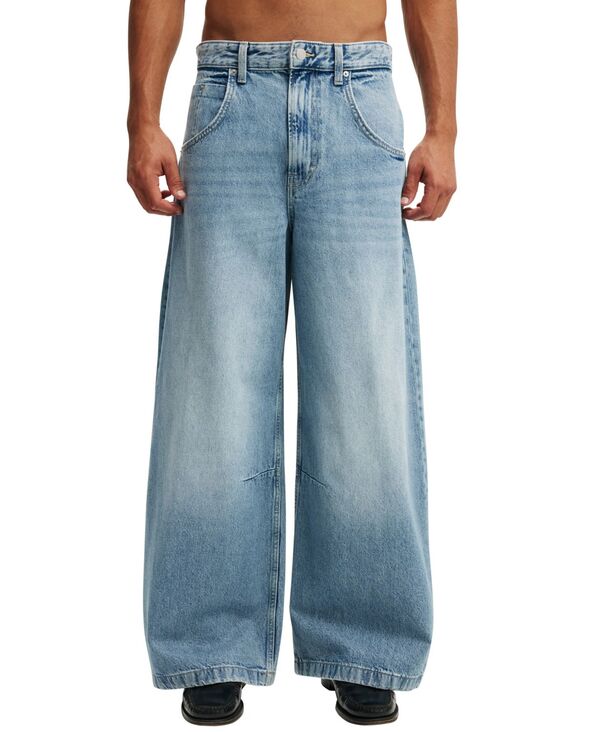 コットンオン メンズ ボトムス デニムパンツ ワイドレッグ ジーンズ COTTON ON Men's Super Wide Leg Jeans Solace blue ブルー｜ReVida 店