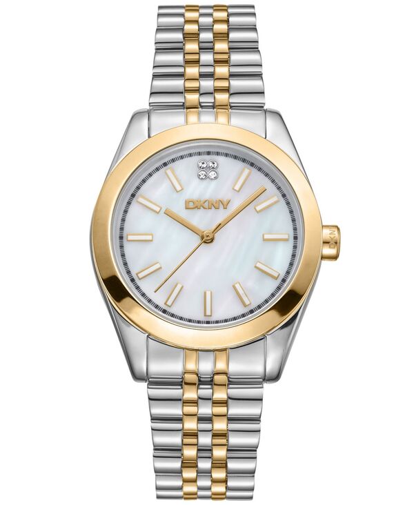 ダナ キャラン ニューヨーク レディース アクセサリー 腕時計 ミディ Tシャツ DKNY Women's Nolita Midi White MOP Dial Gold-Two-Tone Stainless Steel Bracelet Watch 32mm Two Tone ホワイト 27,820円