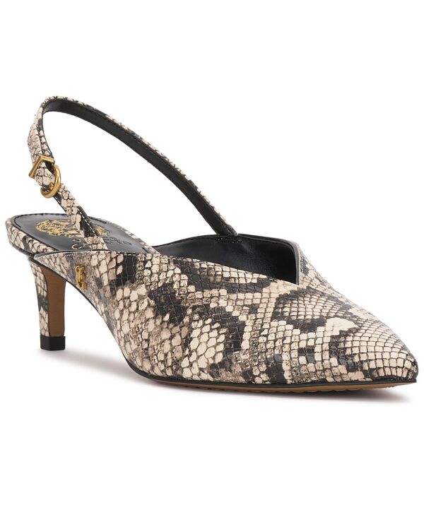 ヴィンスカムート レディース シューズ パンプス Vince Camuto Women Kylien Pointed Toe Slingback Pumps Black/Cream Faux Leather クリーム