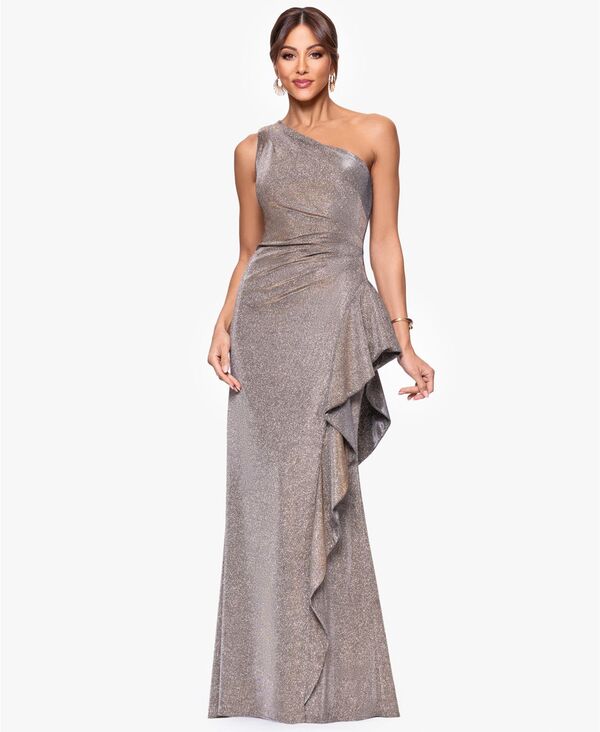 エスケープ レディース トップス ワンピース プチ ワンショルダー XSCAPE Petites One-Shoulder Long Sheath Dress Sand サンド