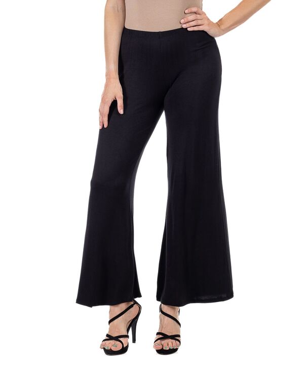 24 セブンコンフォート レディース ボトムス カジュアルパンツ ワイドレッグ プチ パンツ 24seven Comfort Apparel Petite Comfortable Solid Color Palazzo Wide Leg Pants Black ブラック|ReVida 店