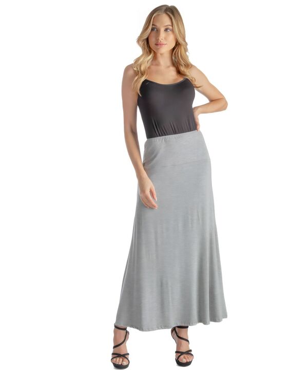 24 セブンコンフォート レディース ボトムス スカート プチ マキシ 24seven Comfort Apparel Petite Elastic Waist Solid Color Maxi Skirt Heather ヘザー