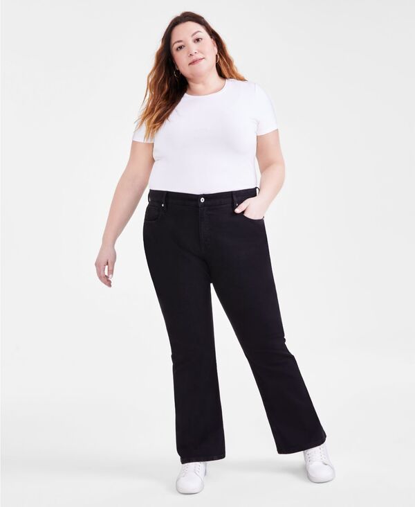 スタイルアンドコー レディース ボトムス デニムパンツ ブーツカット ブーツ ジーンズ Style & Co Women's Mid-Rise Curvy Bootcut Jeans Regular Short and Long Lengths 2P-28W Deep Black ブラック|ReVida 店