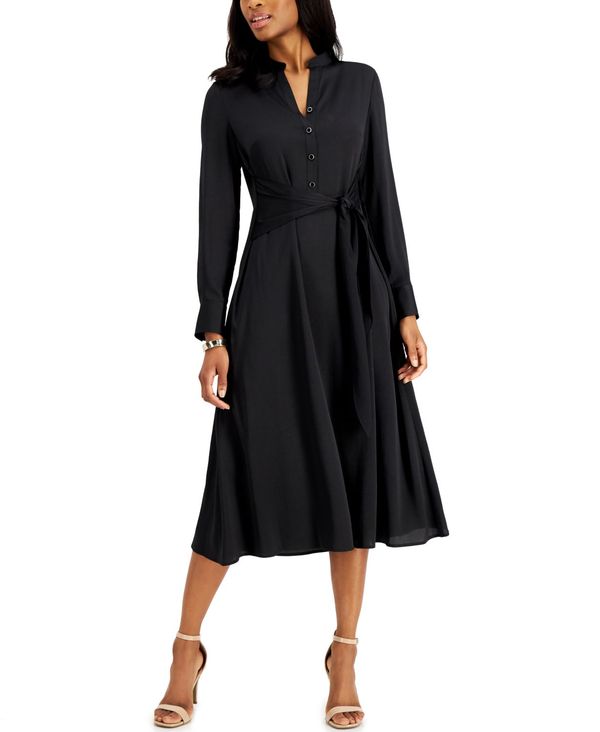 気質アップ アンクライン レディース ワンピース トップス Tie Front Shirt Dress Anne Black Revida 店 お歳暮 Spa116 Ru