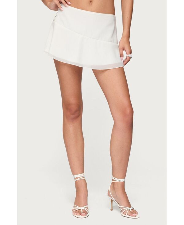 アディクテッド レディース ボトムス スカート シフォン フリル ミニ Edikted Women's Iona Chiffon Ruffle Mini Skirt White ホワイト|ReVida 店