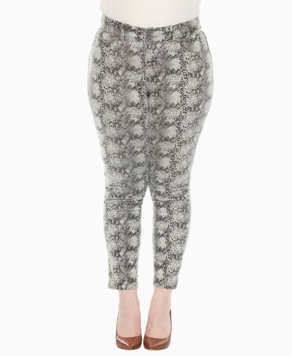 ホワイトマーク レディース ボトムス カジュアルパンツ プラスサイズ プリント パンツ スエード White Mark Plus Size Faux Suede Snake Print Pants White ホワイト
