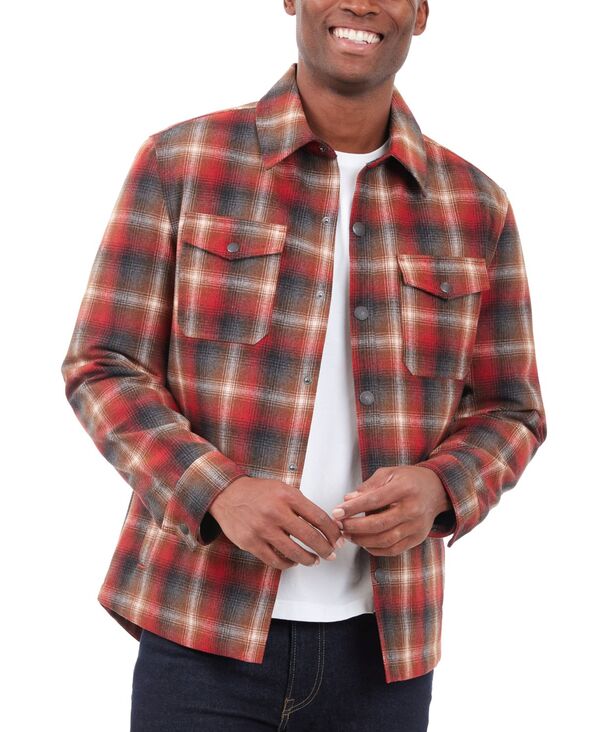 ラッキーブランド メンズ アウター ジャケット・ブルゾン キルティング ウール シャツ ジャケット Lucky Brand Men's Quilted Wool Shirt Jacket Red Ombre Plaid レッド
