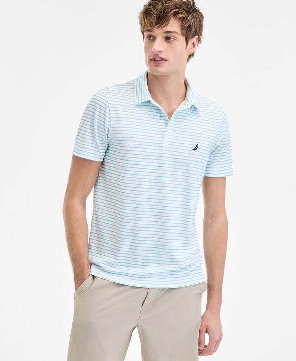 ナウティカ メンズ トップス ポロシャツ Nautica Men's Classic-Fit Stripe Golf Polo Shirt Bright White ホワイト|ReVida 店