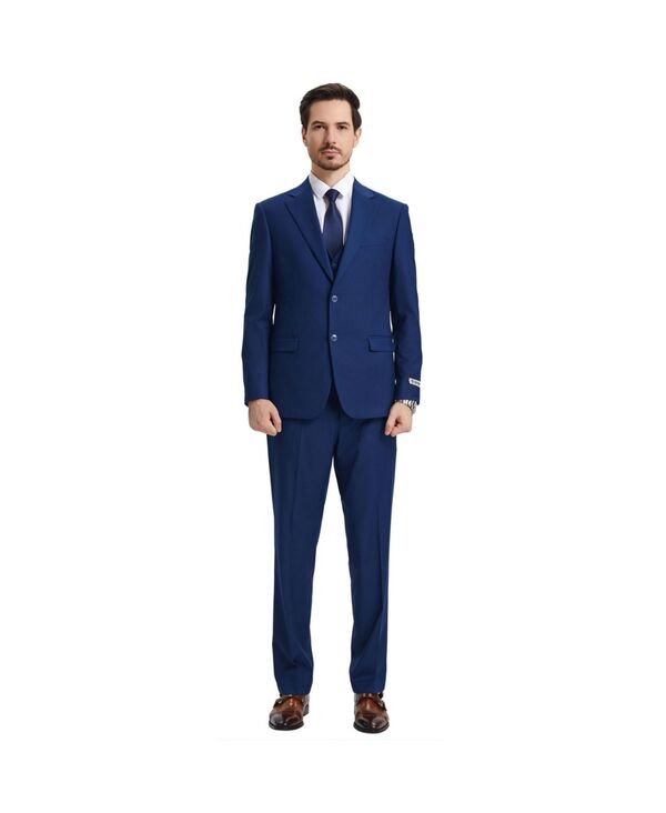 ステイシーアダムス メンズ アウター ジャケット・ブルゾン パンツ ベスト ジャケット Stacy Adams Men's Hybrid-Fit 3pc Notch Lapel Suit Set Jacket Vest and Pants Indigo インディゴ