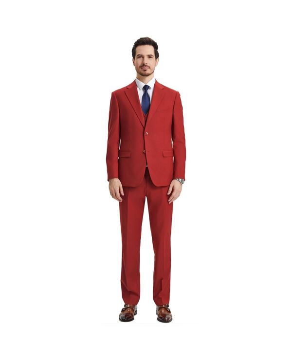 ステイシーアダムス メンズ アウター ジャケット・ブルゾン パンツ トール ベスト ジャケット Stacy Adams Big & Tall Hybrid-Fit 3pc Notch Lapel Suit Set Jacket Vest and Pants Brick