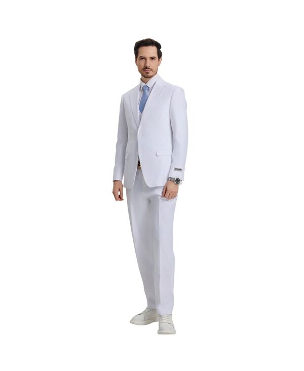 ステイシーアダムス メンズ アウター ジャケット・ブルゾン パンツ トール ベスト ジャケット Stacy Adams Big & Tall Hybrid-Fit 3pc Notch Lapel Suit Set Jacket Vest and Pants White ホワイト