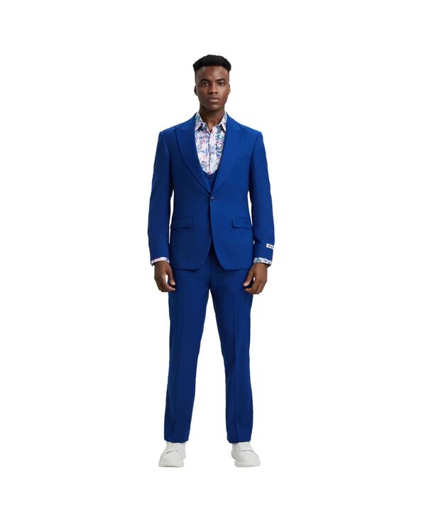ステイシーアダムス メンズ アウター ジャケット・ブルゾン パンツ トール ベスト ジャケット Stacy Adams Big & Tall Hybrid-Fit 3pc Suit Set Jacket Vest and Pants Indigo インディゴ｜ReVida 店