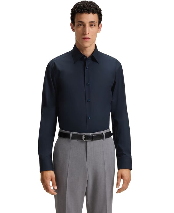 ヒューゴボス メンズ トップス シャツ Hugo Boss Men's Stretch Poplin Regular-Fit Dress Shirt Dark Blue ブルー
