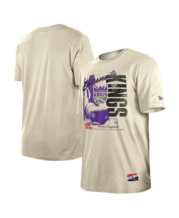 ニューエラ メンズ トップス Tシャツ ヴィンテージ シャツ New Era Men's Cream Sacramento Kings Distressed Throwback Vintage Color Pack T-Shirt Cream クリーム