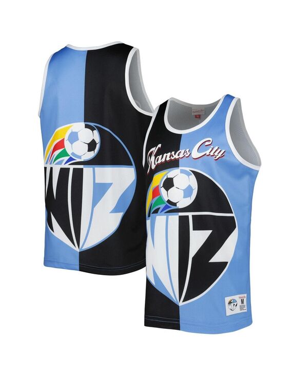 ミッチェル\u0026ネス メンズ トップス 貯蔵タンクとっ始め ロゴタイプ Mitchell \u0026 Ness Men\u0027s Black/Sky Blue Sporting Kansas City Sublimated Split Logo Tank Top Black Light Blue 黒いこと