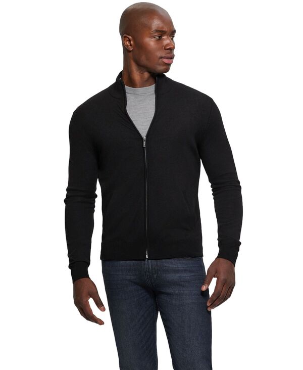ゲス メンズ アウター ニット・セーター GUESS Men's Fred Full Zipped Sweater Jet black ブラック