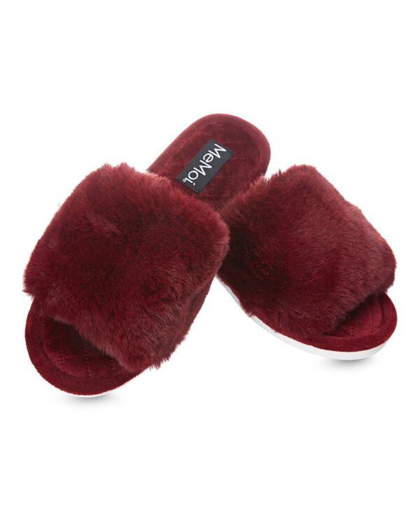 メモイ レディース シューズ サンダル プラスサイズ MeMoi Women's Bette Plush Slipper Burgundy バーガンディ