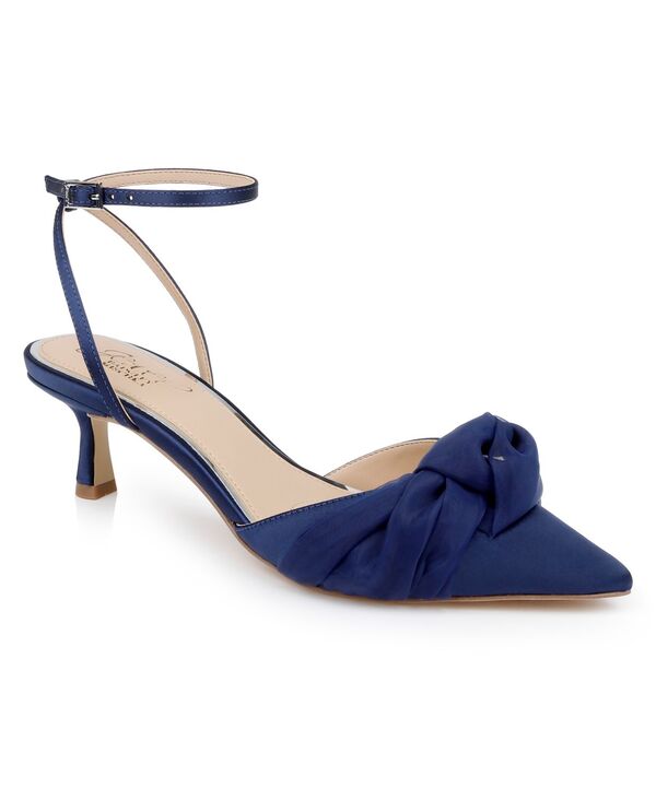ジュウェルダグレイミシュカ レディース シューズ パンプス Jewel Badgley Mischka Women's Favor Evening Knot Pumps Navy Satin ネイビー｜ReVida 店