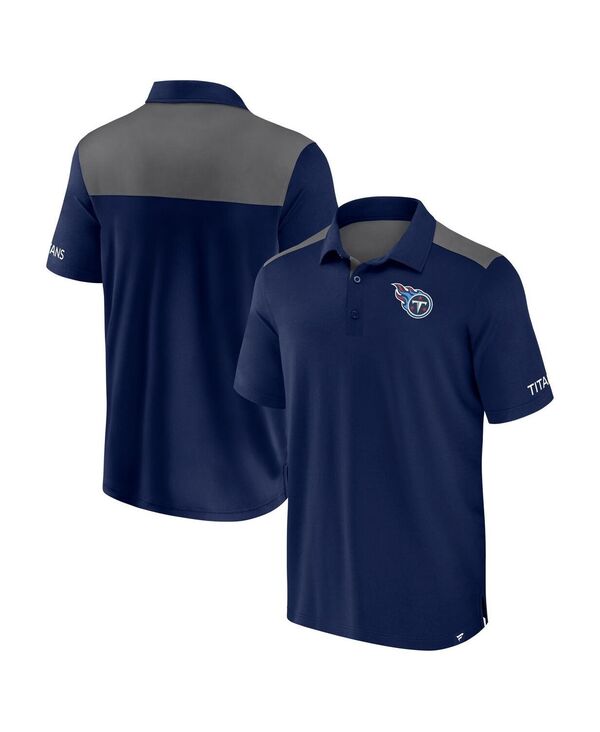 ファナティクス メンズ トップス スポーツシャツ Fanatics Men\u0027s Navy/Gray Tennessee Titans Color Block Polo Shirt Navy Gray 薄墨色