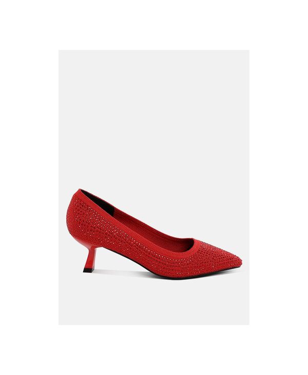ロンドンラグ レディース シューズ パンプス ニット London Rag Vimto Breathable Flyknit Rhinestone Pumps Red レッド